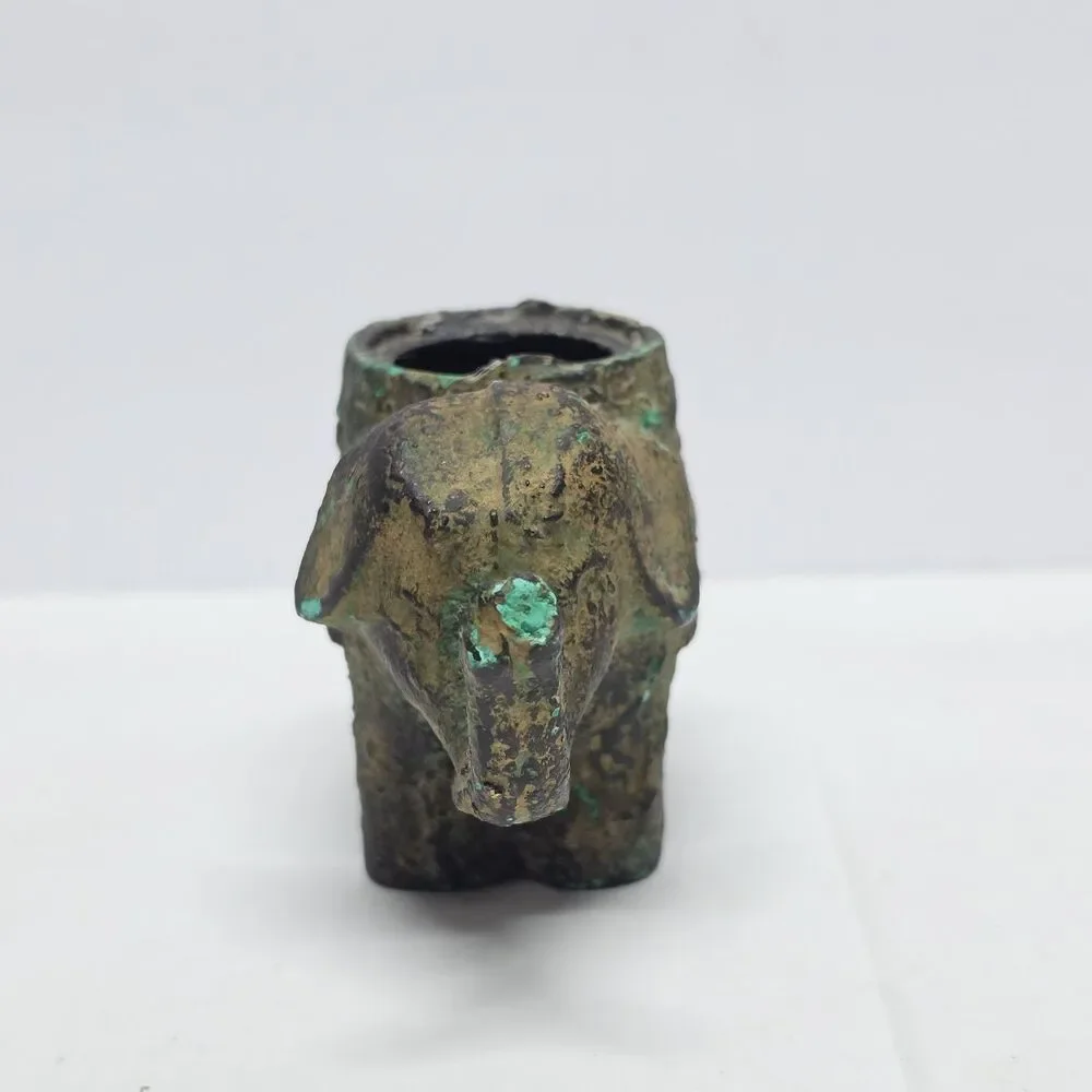 Antique Japan Bronze Gold Gilt Good Luck Elephant Incense Censer Patina NO LID!